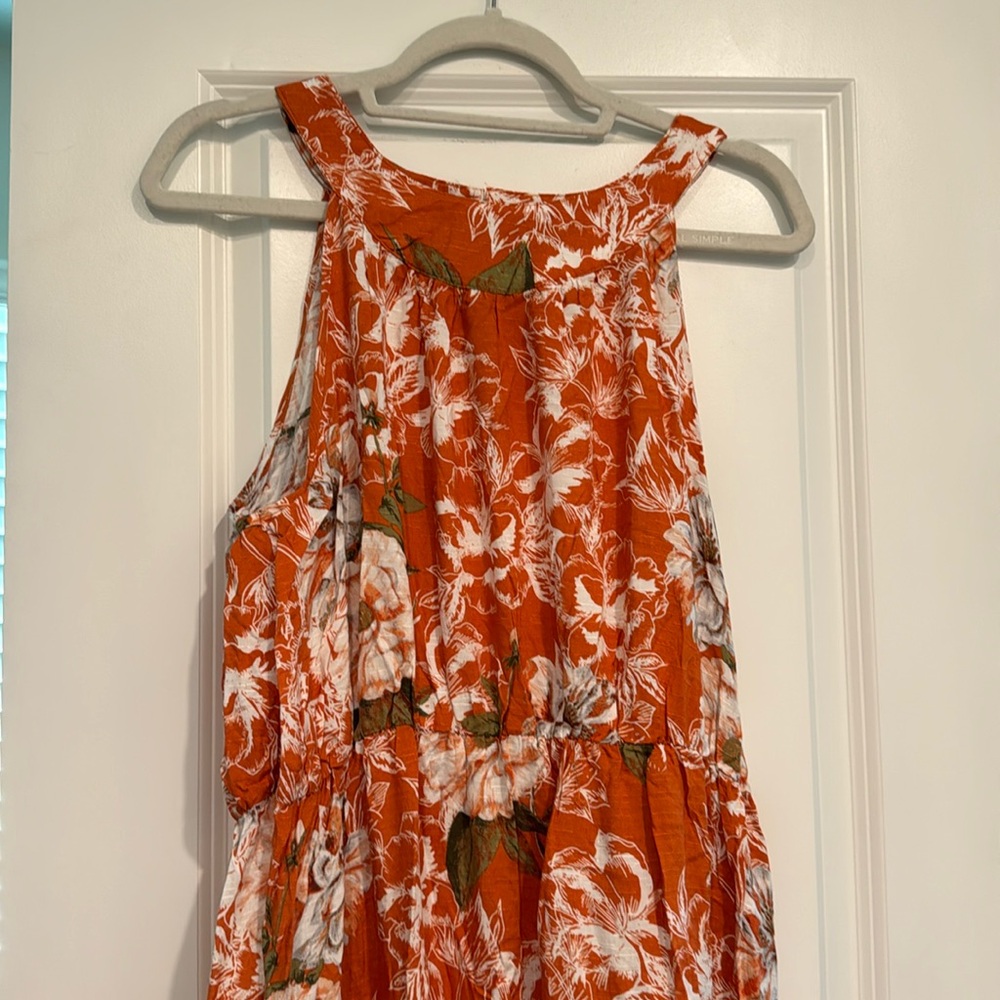 Orange floral Mlle Gabrielle midi dress